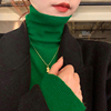绿色高领毛衣女(毛衣女)秋冬羊绒，内搭打底衫，洋气堆堆领上衣2024针织衫