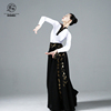 蒙古族舞蹈服装民族舞练功服表，演艺考大摆长裙，藏族新疆舞黑色广场