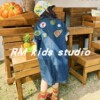 RM原创设计夏女童宝宝日系纯棉刺绣徽章贴布软牛仔连衣裙薄蓝