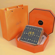 橙色海参包装盒正方亚克力盒淡干海参礼盒烤漆锁扣海参盒