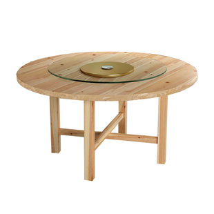 实木圆形餐桌椅组合加厚折叠带转盘酒店大圆桌面板餐厅饭店夜宵桌