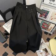 立体解构小众垂坠感阔腿西装长裤男女直筒休闲宽松时尚拖地小西裤