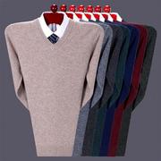 冬季中年男士羊绒衫时尚，休闲套头领羊毛，针织衫纯色打底毛衣