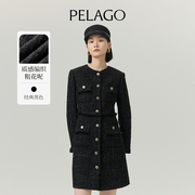 佩拉戈PELAGO小香风连衣裙女小个子春个性高级感羊毛混纺外套