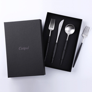 Cutipol西餐餐具叉套装高颜值家用三件套黑银勺子不锈钢牛排