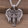 凯尔特士金属项链爱尔兰十字架与大天使之翼吊坠暗黑护身符饰品