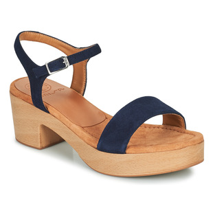 unisa女鞋高跟露趾真皮翻皮凉鞋，蓝色夏季24厚底鞋西班牙品牌