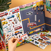 儿童汽车磁力拼图贴纸书0-3到6岁幼儿园反复粘贴贴画益智启蒙玩具