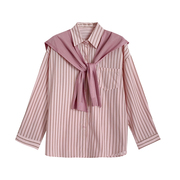 粉色学院风两件套针织披肩雪纺上衣套装时尚休闲洋气A¥30