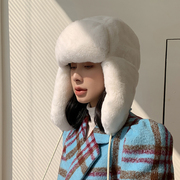 韩国男女皮草帽獭兔毛整皮加厚保暖护耳雷锋帽冬季户外防风裘皮帽
