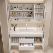 奶油风实木陶瓷一体浴室柜，组合卫生间台盆柜卫浴，洗漱台洗手洗脸盆