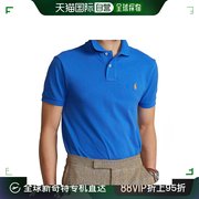 欧洲直邮RALPHLAUREN/拉夫劳伦男士蓝色棉质珠地布贴身短袖polo衫