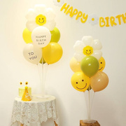 生日装饰场景布置气球，立柱男孩白色地飘场景，拍照周岁儿童派对女孩