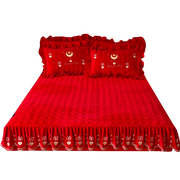 加厚大红色床笠单件牛奶绒夹棉带裙边床单高端婚庆床罩冬季珊瑚绒