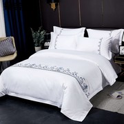 酒店四件套专用布草白色棉床单被套民宿五星级宾馆床上用品