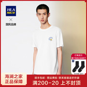 HLA/海澜之家史努比系列短袖T恤2023夏情侣印花索罗娜短T男女