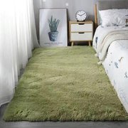 丝毛绒家用客厅卧室床边飘窗地毯地垫白色长毛绒耐脏可水洗地毯