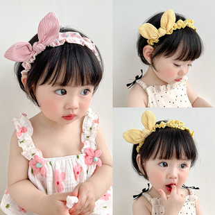 韩国儿童发箍宝宝蝴蝶结碎花兔，耳朵发卡女童，可爱小女孩头箍发饰品