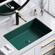 绿色陶瓷洗脸加深直角石下台下盆水槽长方形面盆面盆池洗手盆