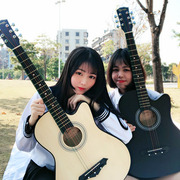 吉他初学者38寸单板学生38寸女男生专用新手练习琴民谣木吉他乐器