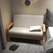 简易沙发小户型公寓日式实木，风出租房2布艺，客厅简约单人位双人椅