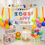 小红书儿童周岁生日气球背景挂布男女孩宝宝卡通派对布置场景装饰