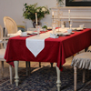 新年红色丝绒桌布防水防油misspeony轻奢长条，大圆餐桌垫婚庆台布
