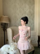 RIXO EXIT法式设计感抹胸立体花上衣半身裙2024夏季温柔甜美套装