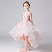 粉色公主裙女童礼服蓬蓬，儿童主持人小女孩，花童高端钢琴演出服夏季