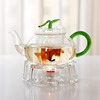茶壶玻璃耐高温花绿叶花草，茶具功夫泡，中式透明过滤加热南瓜壶家用