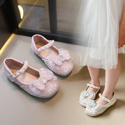 女童鞋爱莎水晶公主，鞋韩版软底水钻单鞋，2024春夏女宝宝皮鞋子