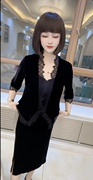 欧货蕾丝工艺黑色丝绒外套女装高端气质显瘦短款燕尾五分袖防晒衣