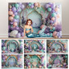 3d美人鱼海洋风主题摄影拍照背景布女孩(布女孩)生日，背景墙甜品台装饰布置