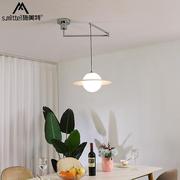 餐厅灯摇臂可移位吊灯简约现代吧台，茶室伸缩单头餐桌灯饭厅灯具