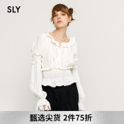 SLY 春季甜美淑女风喇叭袖蕾丝花边衬衫女038GAZ30-4010