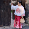 女童拜年服套装冬装中国风汉服古装女宝夹棉皮草外套马面裙两件套