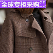 日本tv双面大衣女，短款秋冬加厚复古格纹，小个子毛呢外套