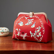 大红色婚包中国风刺绣，女包婚礼手包新娘包口金布包，单肩斜挎手提包