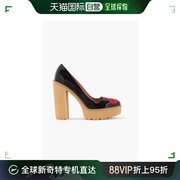 香港直邮潮奢redvalentino女士嵌花漆皮防水台浅口鞋