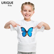 蝴蝶兔子创意图案莫代尔儿童T恤女童装短袖圆领可爱动物亲子宝宝