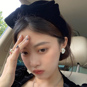 韩国高级感复古气质黑色，丝绒蝴蝶结发箍简约优雅宽边压发头箍