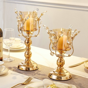 欧式香薰蜡烛台水晶烛台，摆件轻奢华美式家用餐桌，烛光晚餐道具浪漫