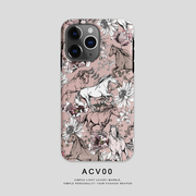 Acvoo复古向日葵马horse粉色iPhone15Promax保护14适用于苹果13手机壳12防摔壳11不褪色XRXSMAX可水洗全包