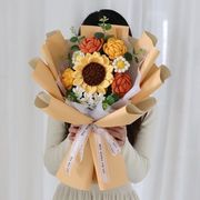 diy手工玫瑰毛线编织花束仿真花材料包套装自制手捧花送妈妈 女友