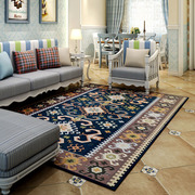 地中海蓝色地毯客厅沙发书房北欧居家卧室床边毯混纺不掉毛可机洗