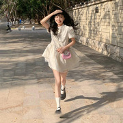 法式白色公主蓬蓬裙风小个子新中式女装改良旗袍连衣裙子夏季