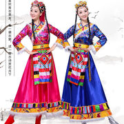 藏族舞蹈演出服装女民族风大裙摆广场舞表演服饰成人长裙水袖