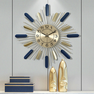 现代简约创意轻奢挂钟铁艺客厅，挂表北欧时尚家用大气静音艺术钟表