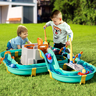 玩水玩具儿童水上乐园模拟河道，大型挖玩沙戏水池室内户外沙滩套装