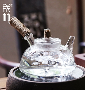 平底玻璃煮茶壶耐热高温煮茶器防烫侧把烧水壶花茶电陶炉成竹茶器